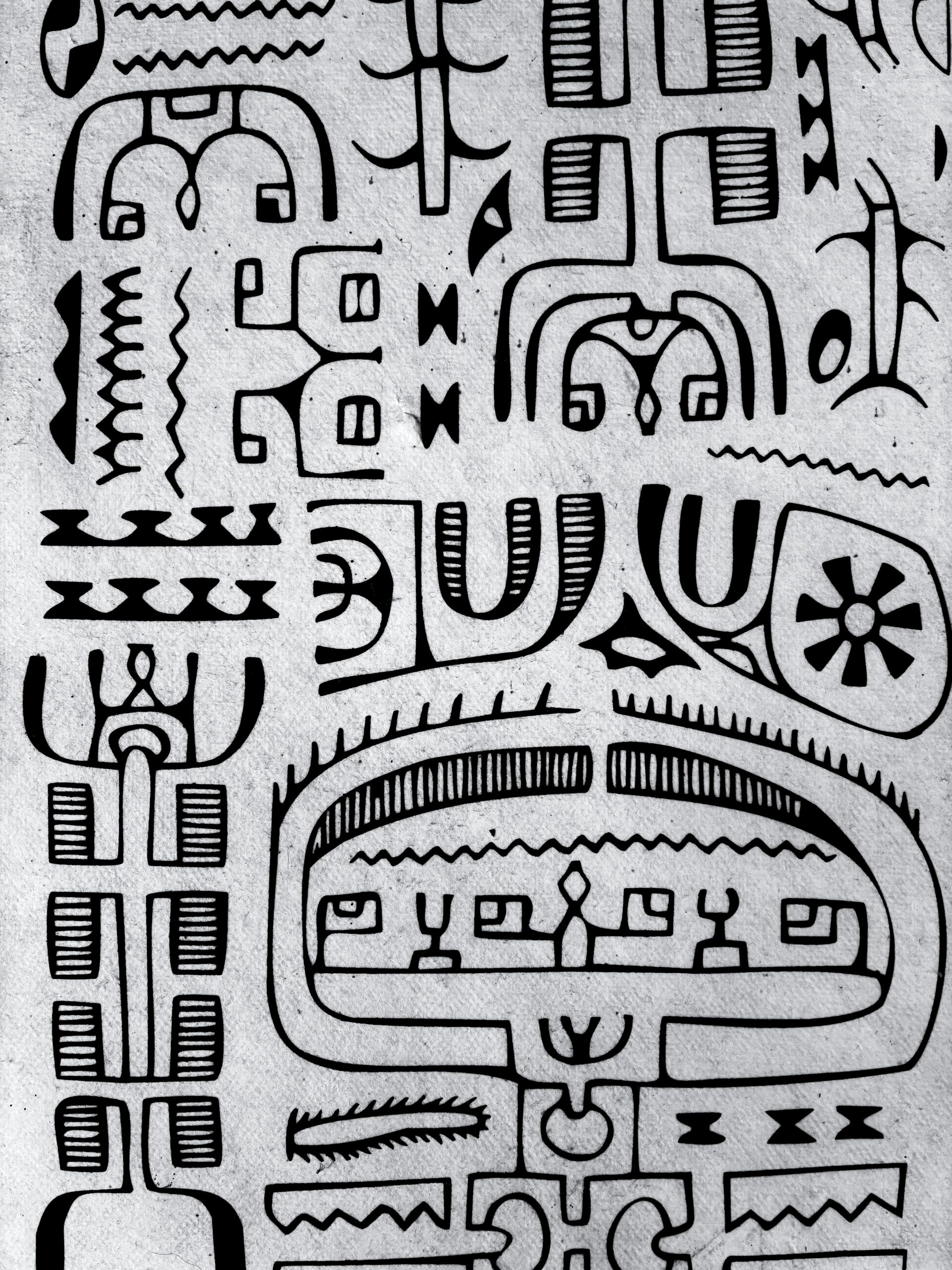Multitudes de motifs polynésien comme des tatouages en noir et blanc 